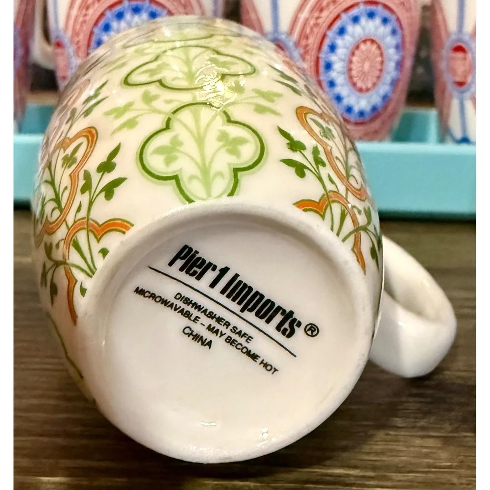 Pier 1 Espresso Cup Set 12pc Multicolor Excellent Mediterranean Boho Floral